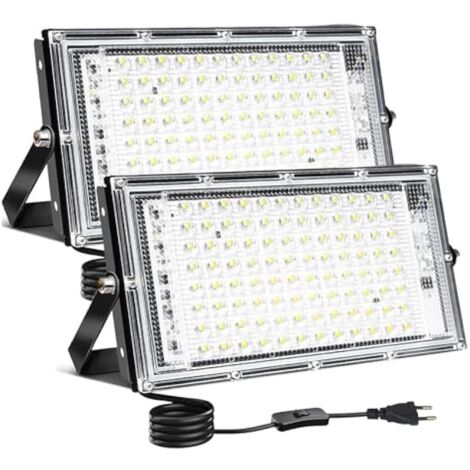 Projecteur extérieur LED lot de 2, 100W Spot LED Extérieur IP65 étanche projecteur led blanc froid, Eclairage Exterieur pour jardin,cour,Garage