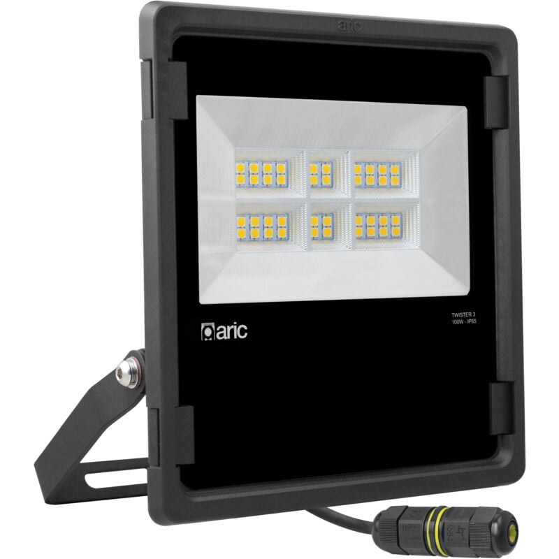 Twister 3 Proj. Ext. IP65 IK08 noir 90° led intégré 100W 2400K 11000lm Aric 50828