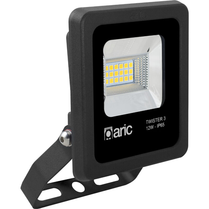 TWISTER 3 Proj. Ext. IP65 IK08 noir 90° LED intégré 12W 2400K 1300lm ARIC 50820