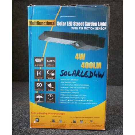Projecteur extérieur solaire LED 4W noir à détecteur 224x137x41.5mm 4000K 400lm sur batterie IP65 SOLAR