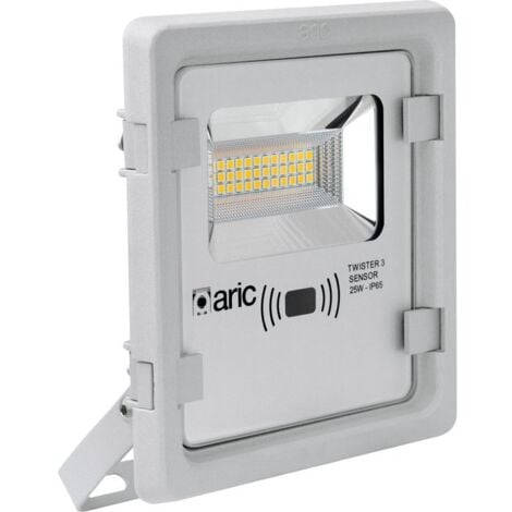 Projecteur Extérieur TWISTER 3 SENSOR IP65 IK08 gris Led 90° 25W 3000K 2500lm a/sensor ARIC 50874