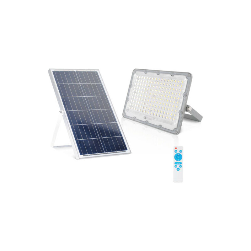 Silver - Projecteur extérieur à led avec panneau solaire, batterie et télécommande 50w Ip65 174050