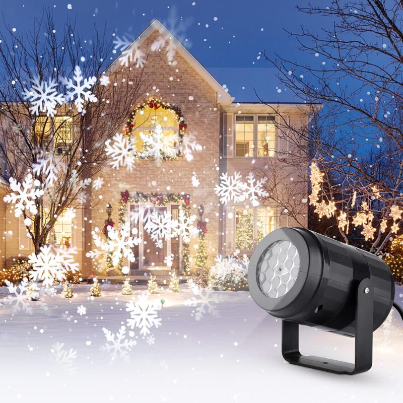 Projecteur Flocon de Neige Lumières, led Projecteur Noel Intérieur Lampes Eclairage Avec Dynamique Snowfall pour Decoration Noel, Fête, Halloween,