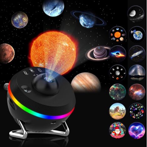 Projecteur Galaxy, Stellaire Planétarium 13 en 1 4K UHD Projecteur Nébuleuse Lumière de Nuit Voie Lactée avec Minuteur Galaxy Lampe Spatiale avec 13 Disques de Films pour Enfants Adultes