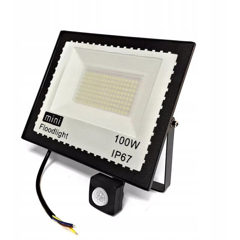 Projecteur halogène LED 100W avec détecteur de mouvement – Luminosité 9000 lm – IP65 étanche – Pour façades et espaces extérieurs