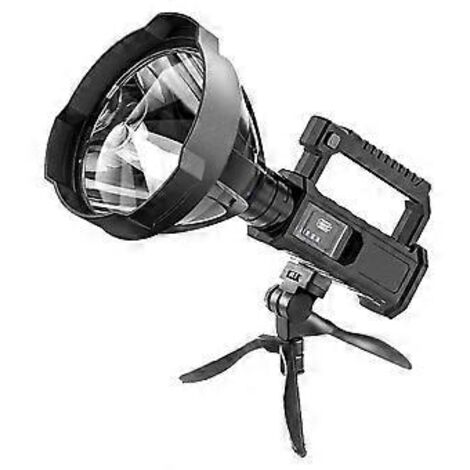 Projecteur industriel pour les aventures en plein air, lampe torche ultra-lumineuse avec trépied pliable, idéal pour le camping et la randonnée.