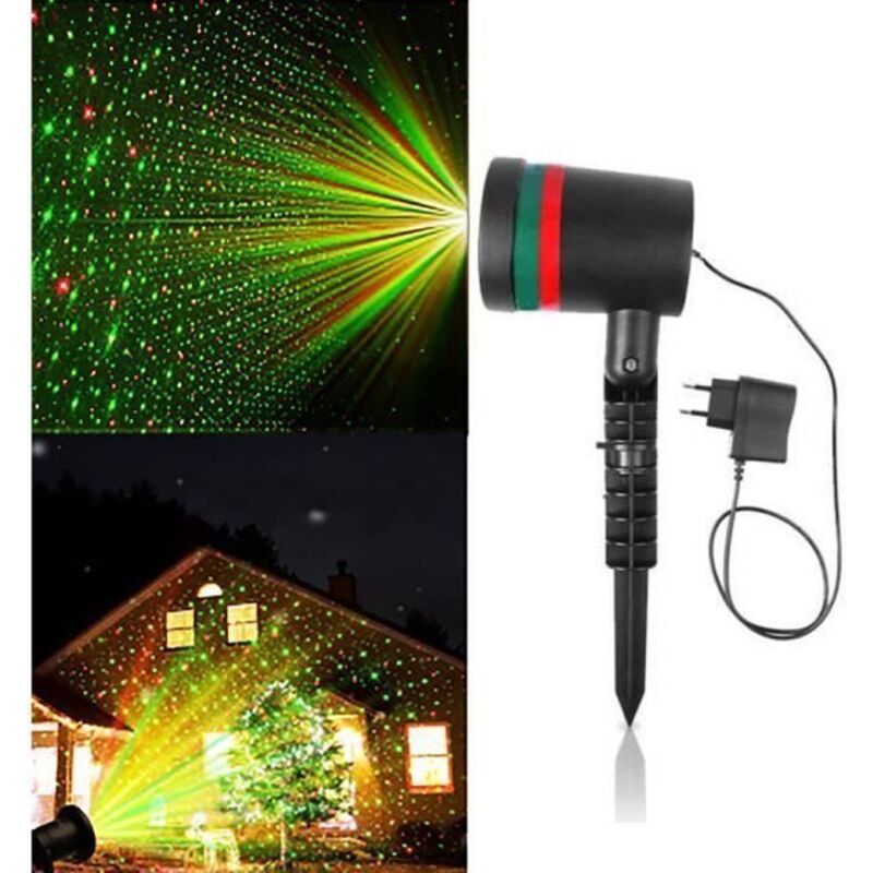 Projecteur laser extérieur rouge et vert – Étanche IP44 – Lumière dynamique pour décoration – Couverture jusqu'à 300 pieds²