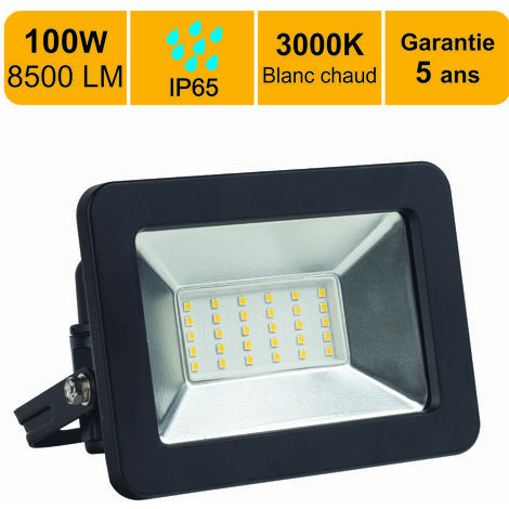 Projecteur LED 100W 8500 LM 3000K IP65 connexion en direct - garantie 5 ans