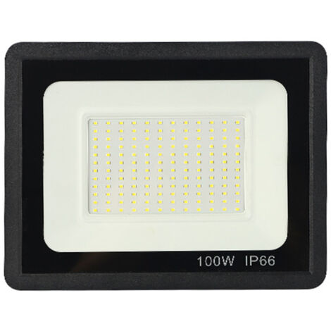 Projecteur LED 100W, blanc chaud 3000K, étanche IP65, éclairage d'extérieur avec couvercle en verre trempé pour cour