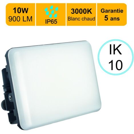 Projecteur LED 10W/IP65/IK10/900lm/3000K connexion direct - sans câble - garantie 5 ans