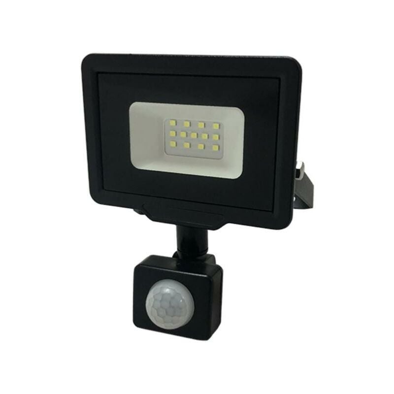 Projecteur LED 10W IP65 Noir avec Détecteur de Mouvement - Blanc