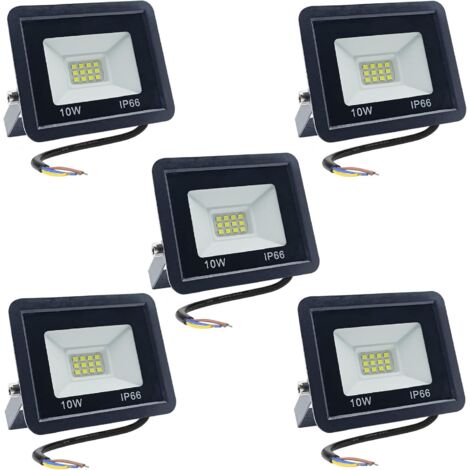 Projecteur LED 10W LEDs Eclairage Exterieur 850LM IP66 Imperméable spot led exterieur Super Brillant Eclairage Extérieur Blanc Chaud 3000k Spot LED Extérieur pour Jardin, Patio, Garage, 5 Pièces