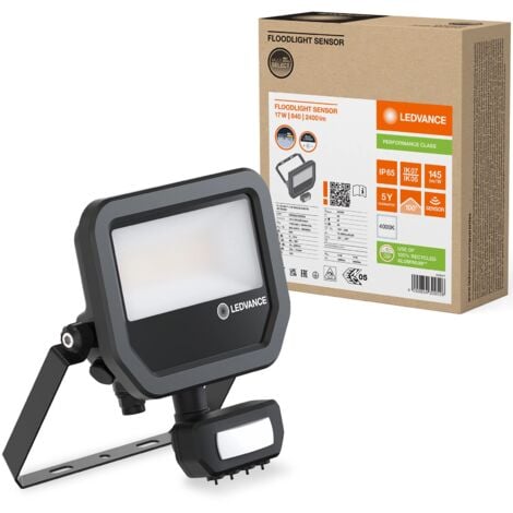 Projecteur LED Noir avec détecteur - IP65- 17W - 4000K - 2400lm - 4099854309526 - LEDVANCE