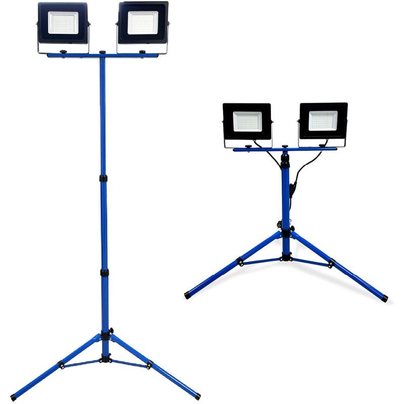 Projecteur De Chantier Led 2x50w 2 Têtes Sur Pied Professionnel IP65 - Keli