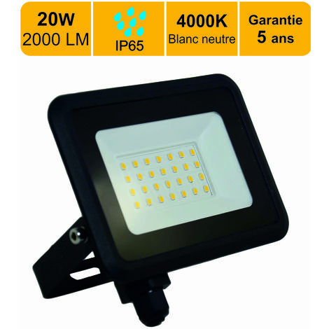 Projecteur LED 20W 1700 LM 4000K IP65 connexion en direct - garantie 5 ans