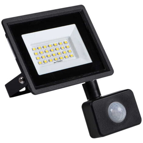 Projecteur LED 20W - Détecteur PIR - IP44 - 1700lm - Noir - Aluminium