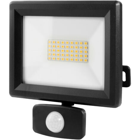 TIBELEC Projecteur LED 30W / 3300LM noir avec détecteur de mouvement IP65