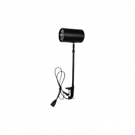 Projecteur LED 30W à bras télescopique 50cm noir – pince mâchoire, lumière tricolore, câble apparent, aluminium 220V