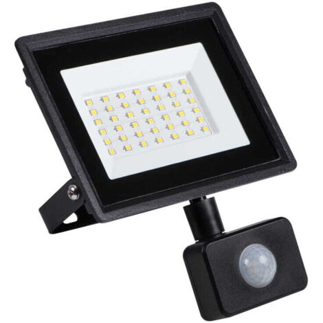 Projecteur LED 30W détecteur IP44 4000K noir extérieur