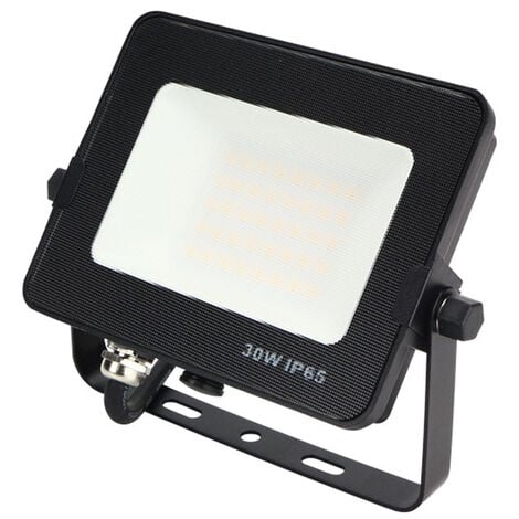 Projecteur LED 30W Noir Étanche IP65 Forte luminosité avec Osram Puce 3300 Lumens Blanc froid 6400K atelier garage jardin terrain de sport - Digilamp