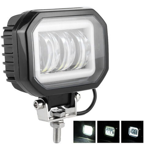 Projecteur LED 3,5 pouces 6000K 30W Étanche Lampe Carrée Yeux d'Ange pour Véhicule Tout-Terrain Bateau Quad Voiture (Lumière Blanche Froide)