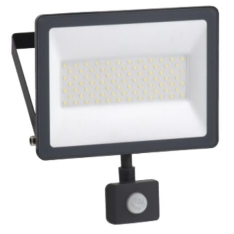 Projecteur LED 50W 221x215x31mm noir 5000lm lumière froide 6500K avec capteur 180° 230V étanche IP44 Mureva Light