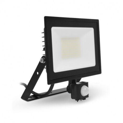 Projecteur LED 50W (450W) IP65 Plat Blanc jour 4000°K avec détecteur