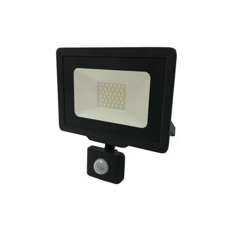Projecteur LED 50W Détecteur de Mouvement Crépusculaire Extra Plat IP65 NOIR - Blanc Neutre - SILUMEN