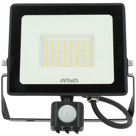 Projecteur LED 50W Noir détecteur de mouvement IP44