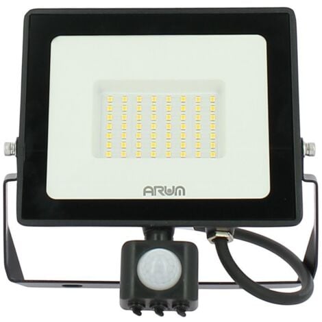 ARUM LIGHTING Projecteur LED 50W Noir détecteur de mouvement IP65 Température de Couleur: Blanc Froid 6000K