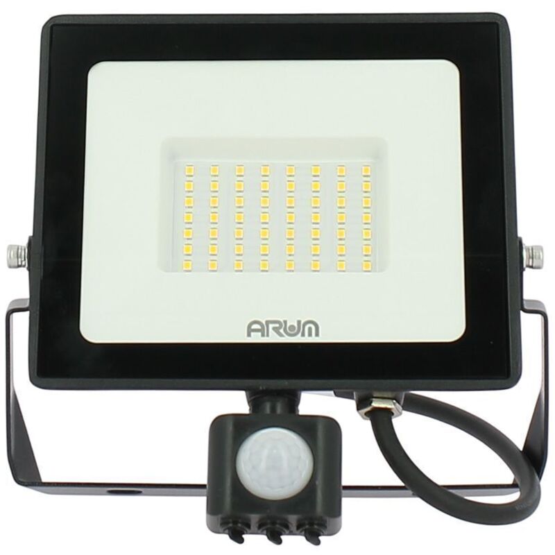Projecteur led 50W Noir détecteur de mouvement IP44 Température de Couleur: Blanc neutre 4000K
