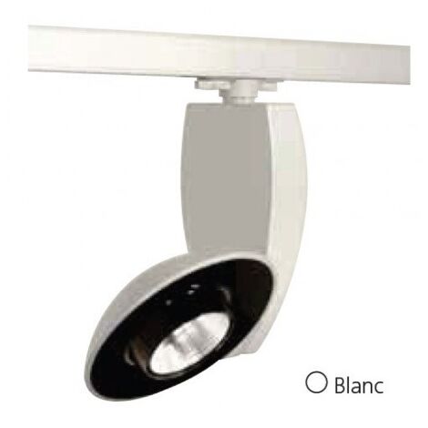 Projecteur LED 51W blanc orientable pour rail monophasé 3 allumages lumière blanc froid 4600K avec alim 230V IP20 BYBLOS