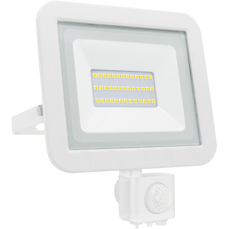 Projecteur led avec capteur blanc mat 30w