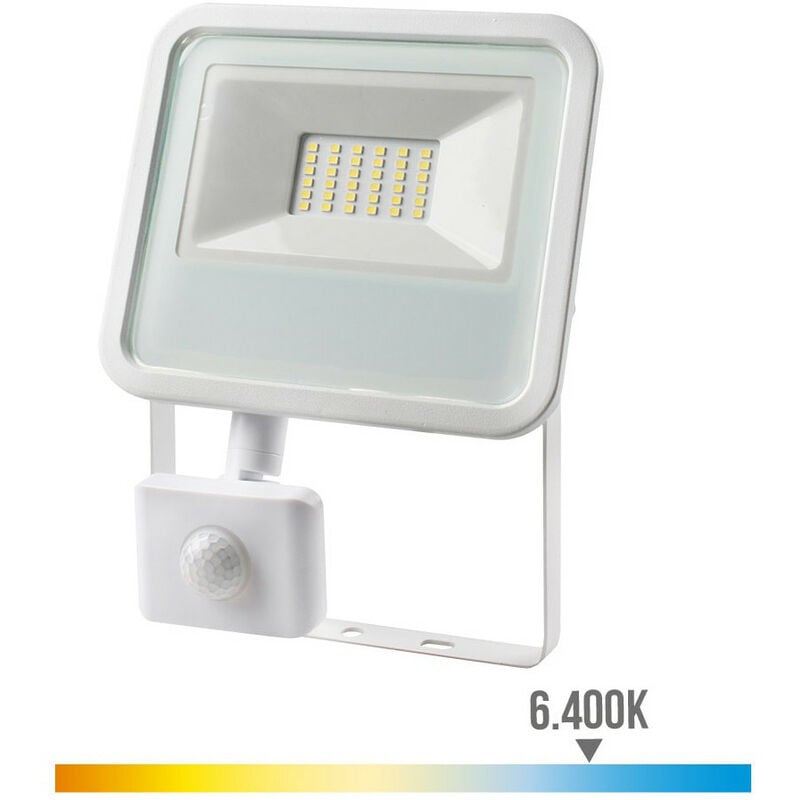EDM - Projecteur Led 30w 2100lm 6400k Lumière Froide Avec Capteur De Présence 20x4,5x15,8cm
