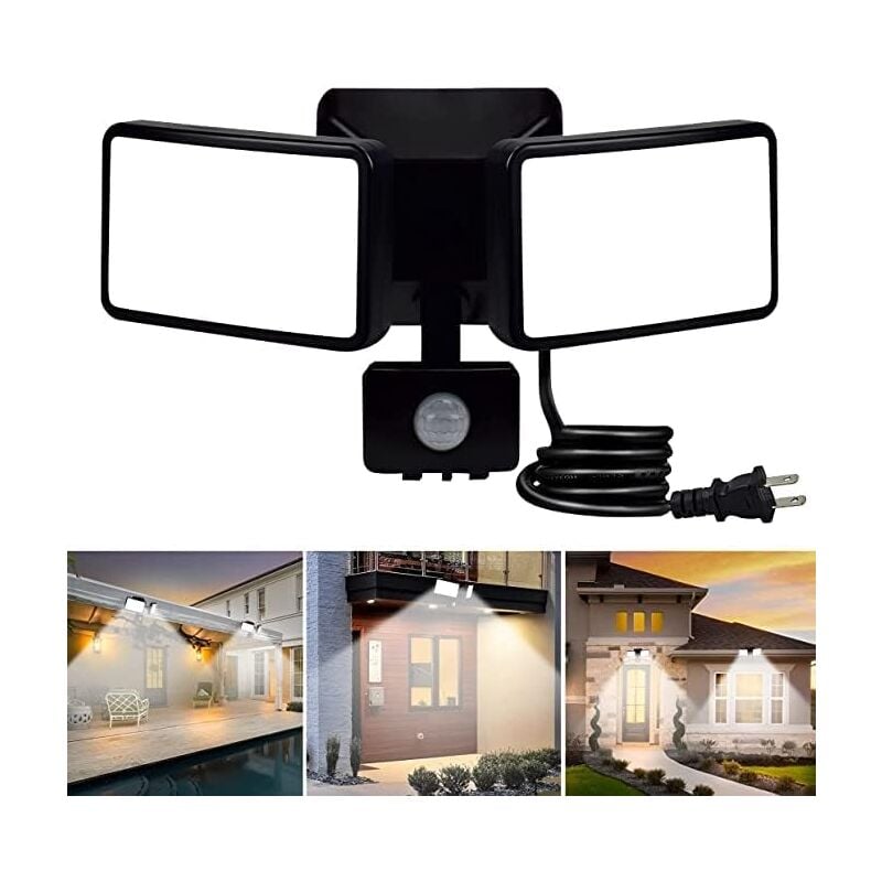 18W projecteur led exterieur detecteur de mouvement, Projecteur Spot led Extérieur et Intérieur Orientable, Blanc Froid 6500K 1200LM, Mode Auto pour