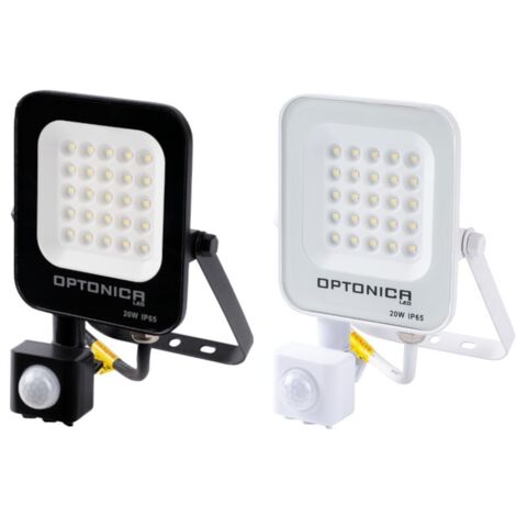 Projecteur LED avec Detecteur Noir 20W Étanche IP65 1800lm Blanc Naturel 4500K