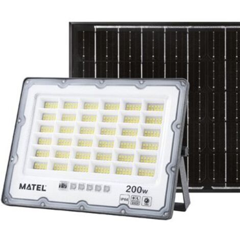 Projecteur LED avec panneau solaire programmable et télécommande (200W 3CCT 2000lm) IP65 25,2x18cm gris