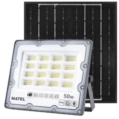Projecteur LED avec panneau solaire programmable et télécommande (400W 3CCT 3000lm) IP65 18,8x15,2cm gris
