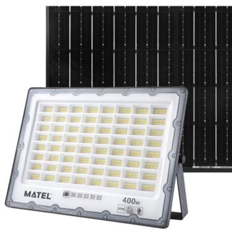 Projecteur LED avec panneau solaire programmable et télécommande (400W 3CCT 3000lm) IP65 31,6x22,5cm gris