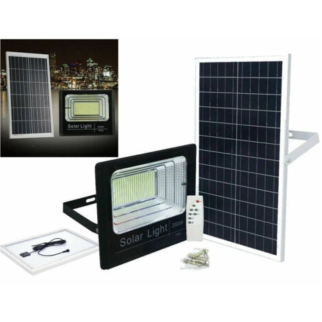 Projecteur Led Avec Panneau Solaire Projecteur Crépusculaire 200w Pour L'extérieur + Télécommande