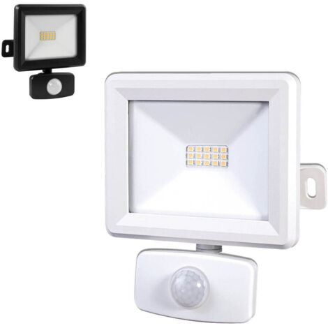 Projecteur LED Blanc 10W, 940 lumens, IP65, 4000K Blanc-neutre, détecteur de mouvement 3 réglages, connecteur rapide, fixation orientable 3D - Tibelec