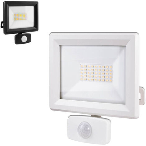 Projecteur LED Blanc 30W, 3300 lumens,IP65, 4000K Blanc-neutre, détecteur de mouvement 3 réglages, connecteur rapide, fixation orientable 3D - Tibelec