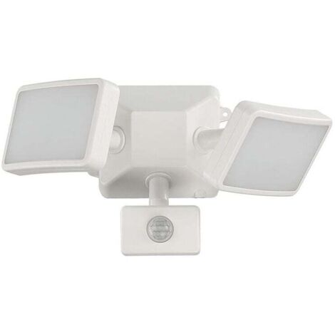 Projecteur LED blanc à détecteur de mouvement réglable, projecteur LED extérieur à double tête, étanche IP54, 1200 lm, 18 W, lumière du jour 6500 K, pour parc, garage, allée.