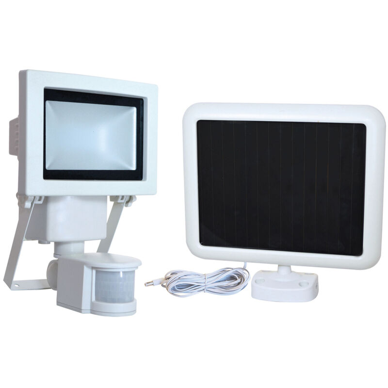 Projecteur blanc led 7,5W / 630LM avec panneau solaire orientable et détecteur de mouvement