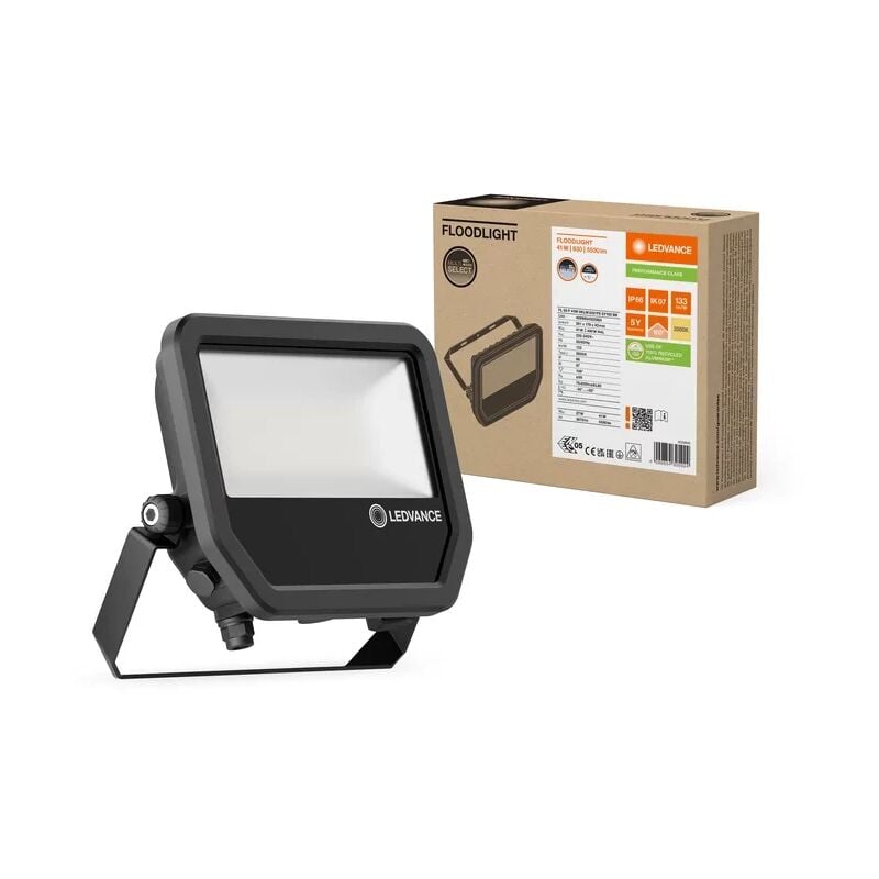 Cable Courant Fort - Projecteur led 41W/27W 4000K neutre 6000lm/4000lm IP66 IK07 noir Ledvance