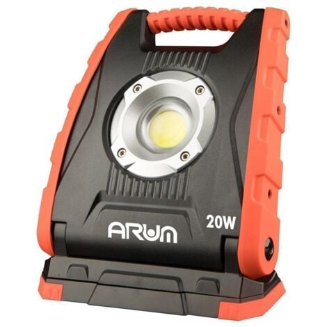 ARUM LIGHTING Projecteur LED chantier Barakuda – 20W, rechargeable, 4000K Température de Couleur: Blanc neutre 4000K