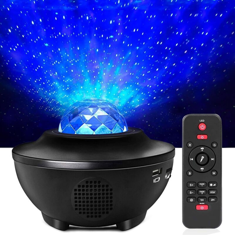 Projecteur LED ciel étoilé, Galaxy Projecteur avec télécommande, projecteur de lumière étoilée avec haut-parleur Bluetooth, étoiles, vagues d'eau