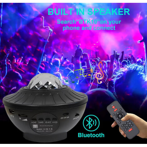 Projecteur LED ciel étoilé, Galaxy Projecteur avec télécommande, projecteur de lumière étoilée avec haut-parleur Bluetooth, étoiles, vagues d'eau pour enfants et adultes, cadeaux [Classe énergétique F