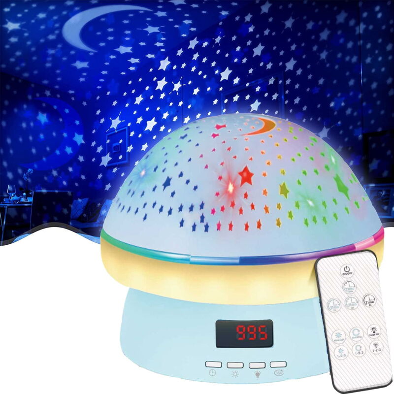 Projecteur LED ciel étoilé rotatif pour enfants, lumière scintillante, rose et bleu