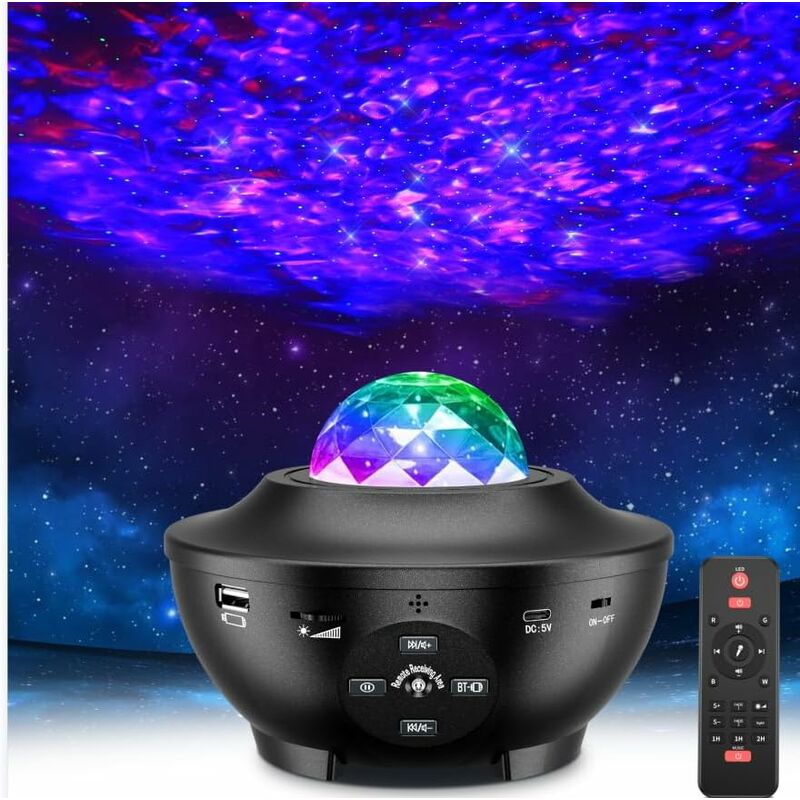 Projecteur LED ciel étoilé Star Galaxy Projector Light 21 modes d'éclairage rotatifs à 360° Ondes océaniques Bluetooth Haut-parleur Boîte Minuteur
